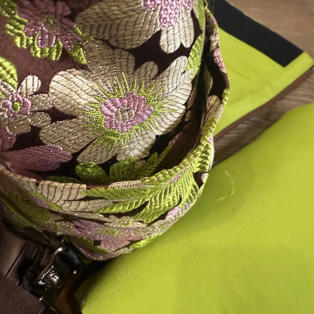 Petunia Pickle Bottom Boxy Backpack, Green Floral, Vintage, Shoulder Strap